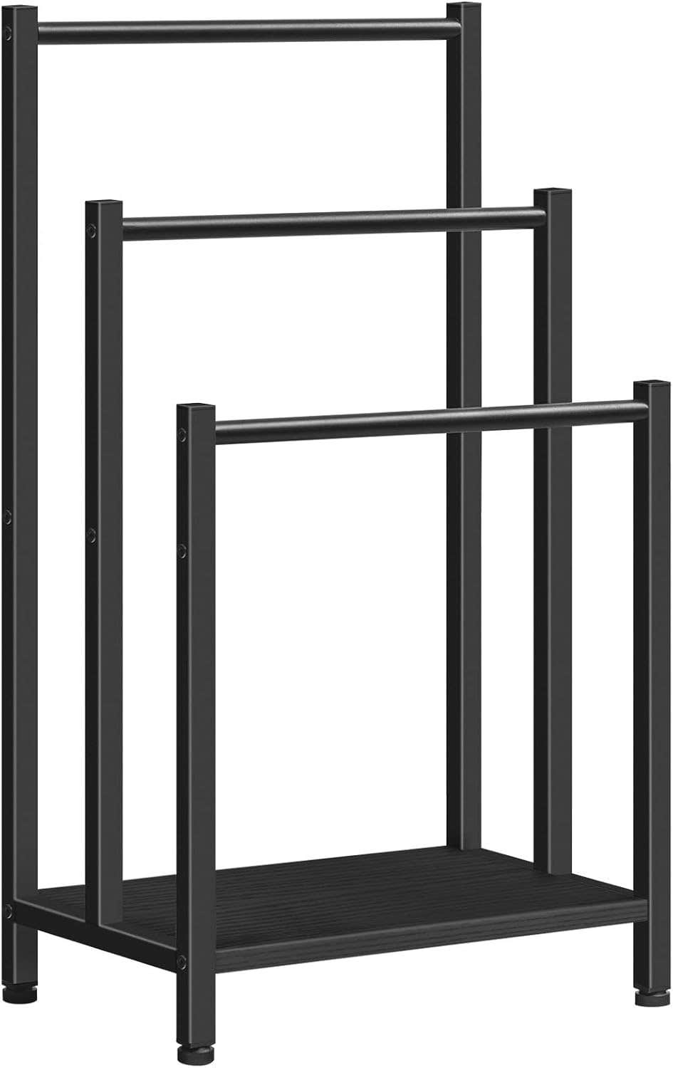 HOOBRO Freestanding 3 Tier Metal Towel Rack with Shelf - Black