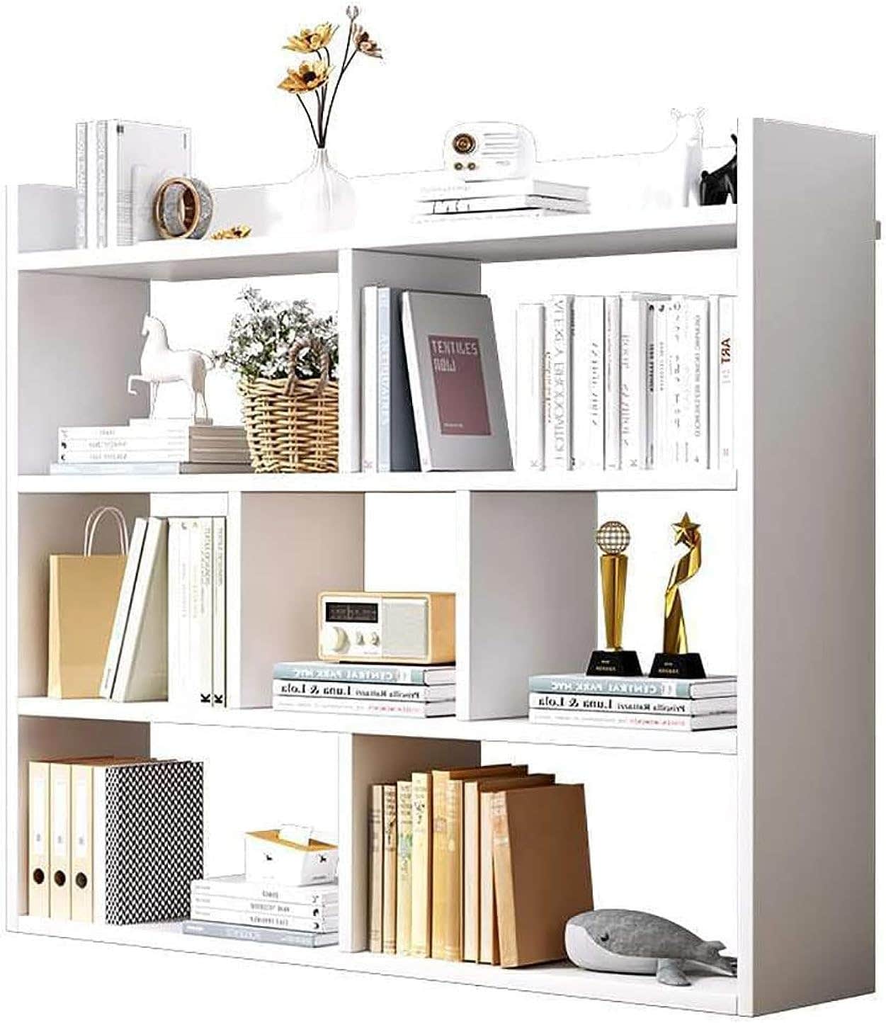 OVA Store White Wood Bookshelf Cabinet | Freestanding, 5 Shelves, Weather Resistant