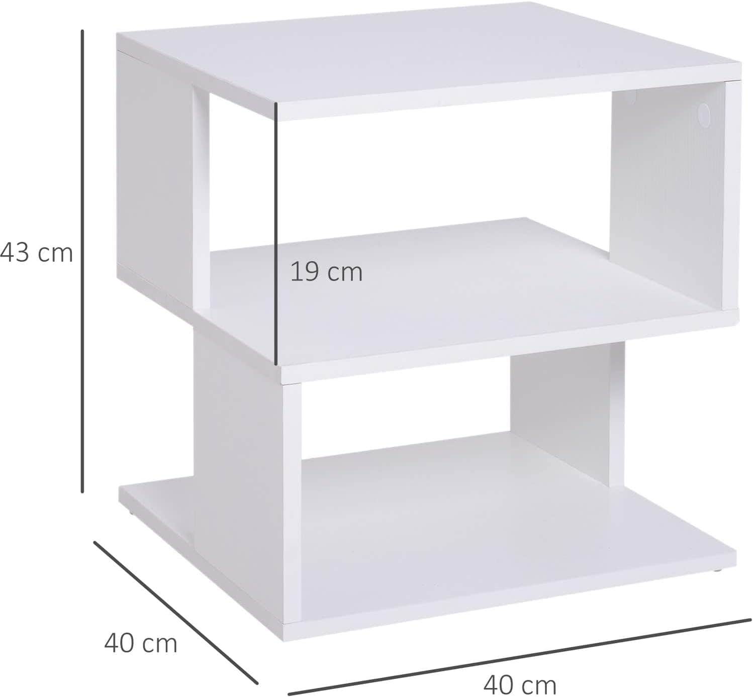 Home Gallery modern square 2 tier wooden side table - white w40 x h43 x d40