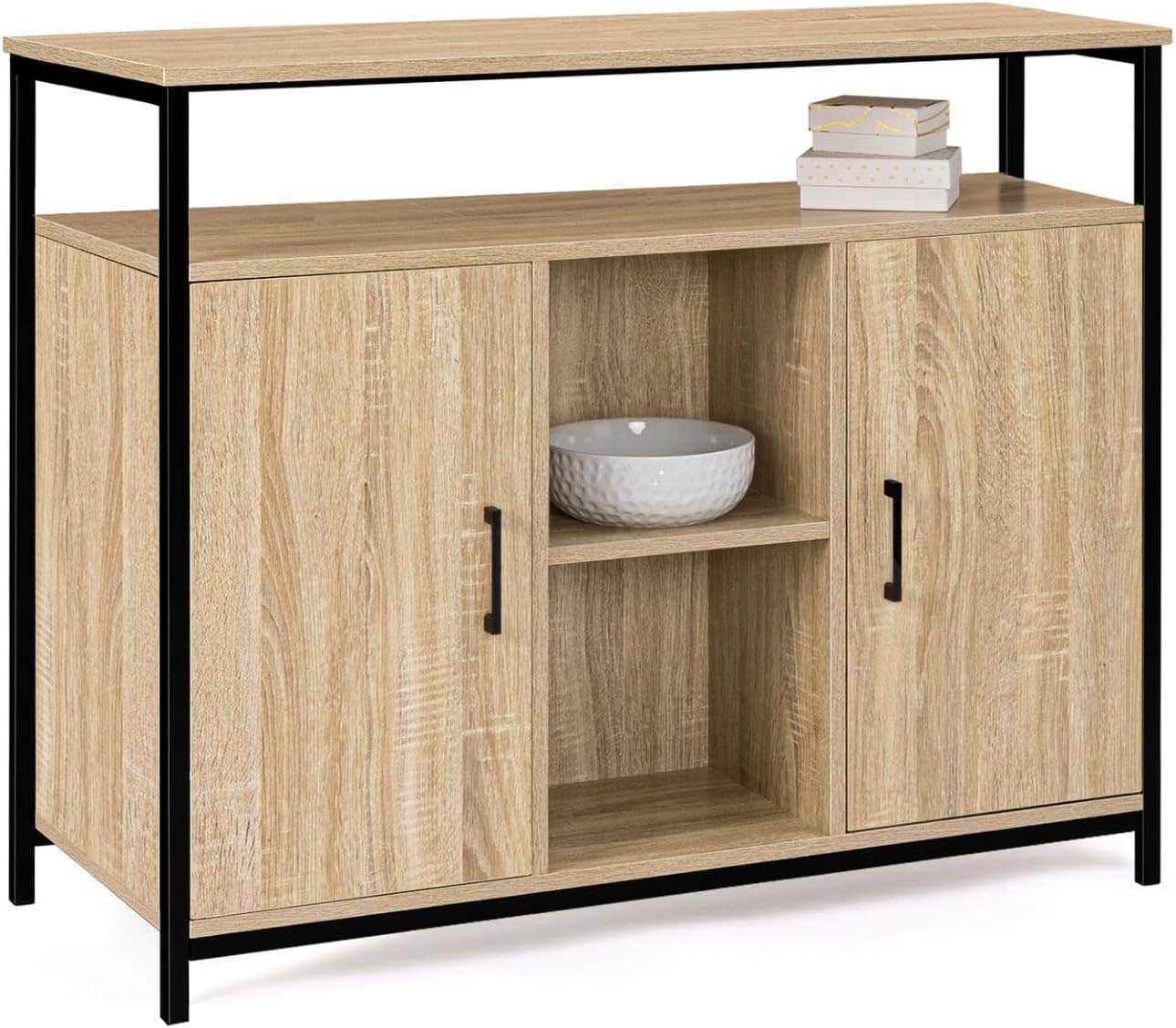 IDMarket - Detroit 2 Door Sideboard with Shelf Industrial Design