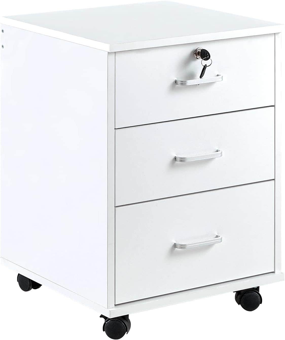 CLIPOP Rolling Cabinet, Lockable Filing Cabinet with 3 Drawers, Office Cabinet with Hanging File for A4 and Documents