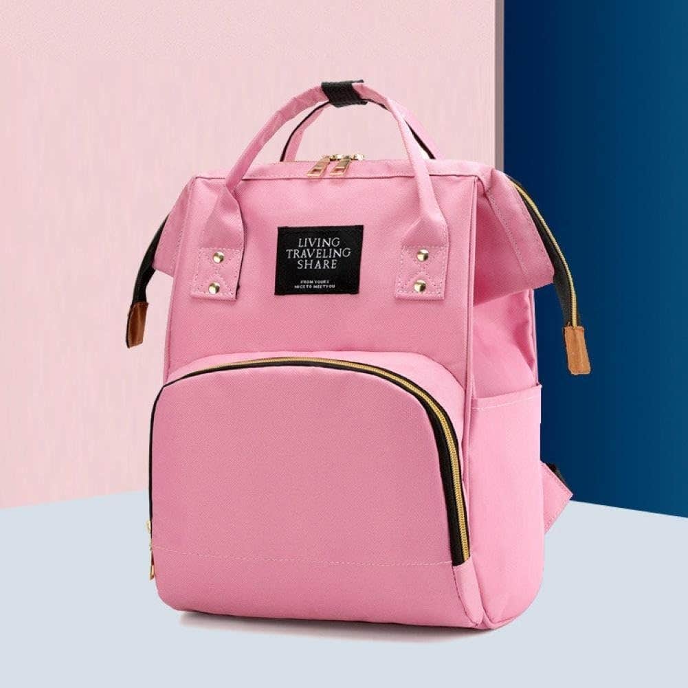 Waterproof Diaper Backpack, Pink  - Canvas & Oxford