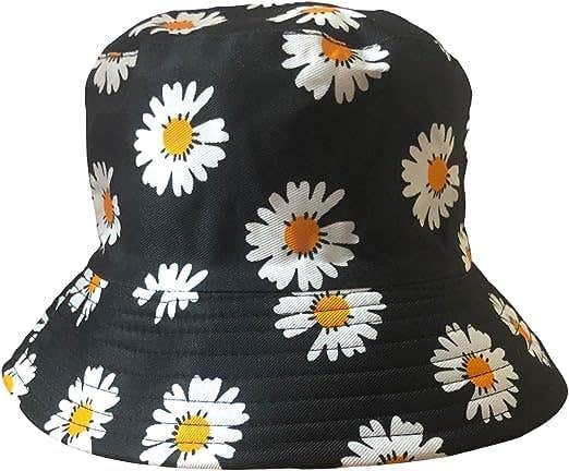 Women's Daisy Print Bucket Hat - Wide Brim Sun Protection Hat