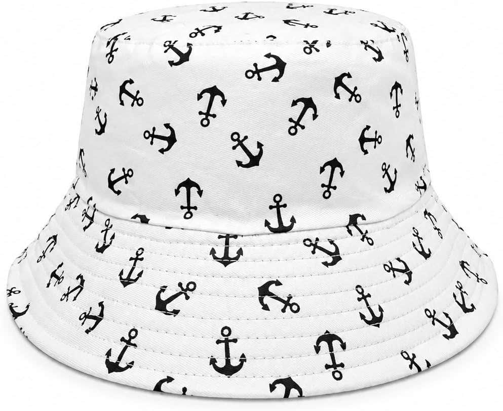 Unisex Nautical Anchor Print Bucket Hat – Casual Sun Hat