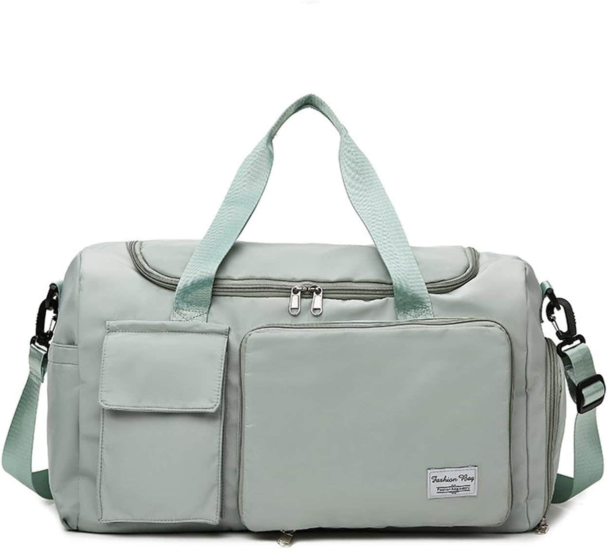 DUSENUS Lightweight Green Travel Duffel Bag, 35L Capacity, Wet Pocket