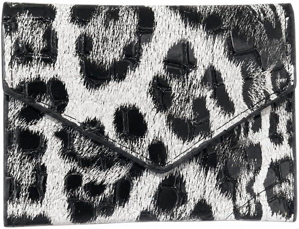 Leopard Pattern Women's Wallet, Faux Leather, Brown & Black, Stylish Design