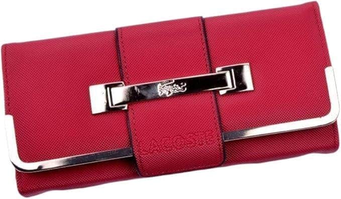 Elegant Dark Brown Long Women's Wallet with Metal Holder - Multi-Pocket Organizer