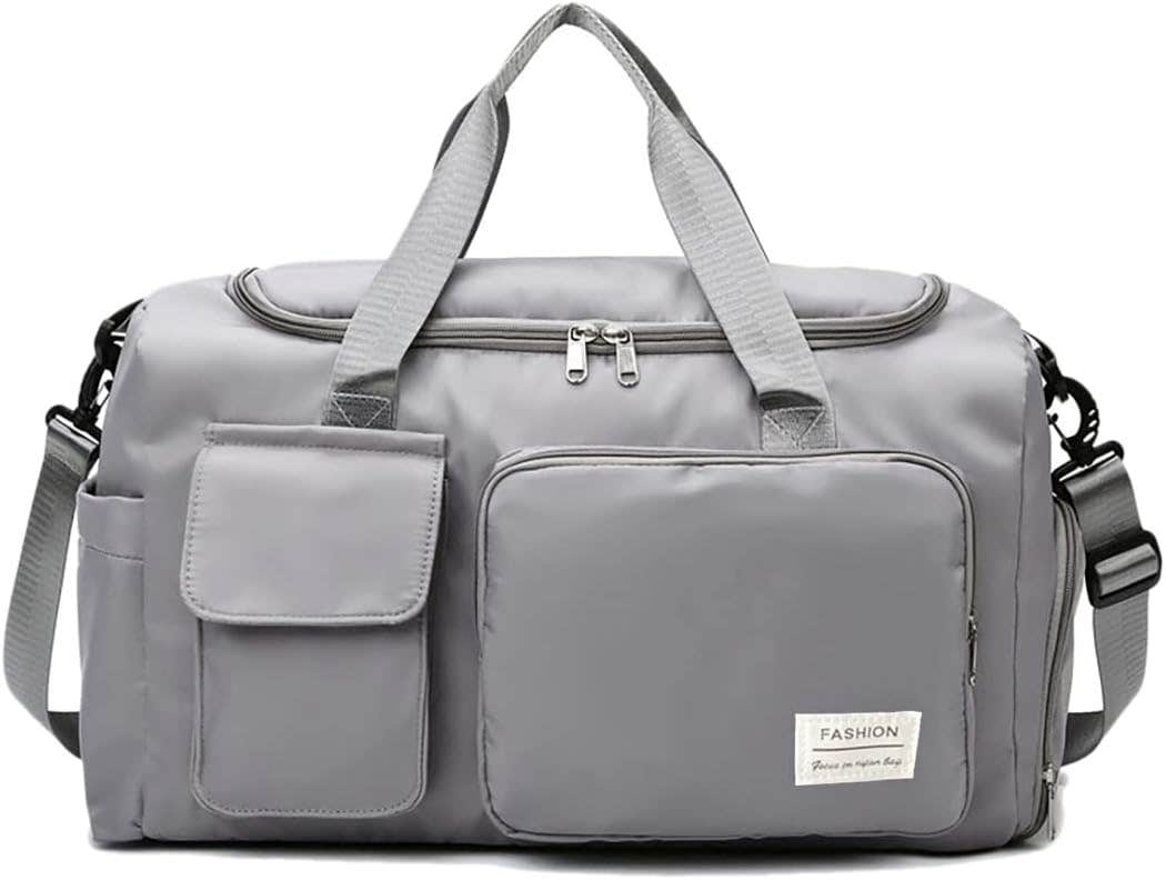 Zarfmiya Grey Large Capacity Foldable Gym Bag for Travel & Sports