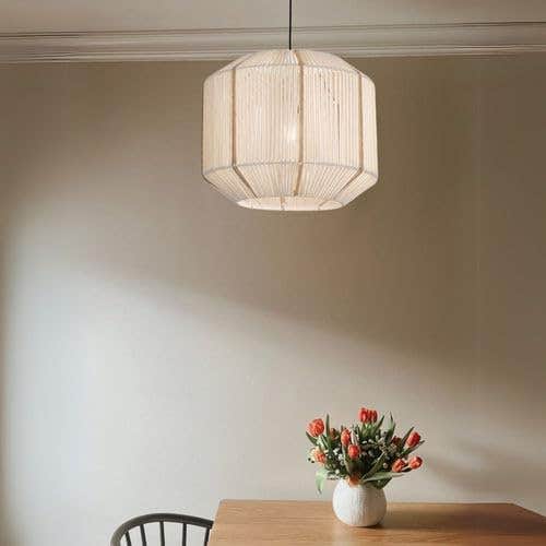 Boho Macrame Chandelier - Aura White Plastic - Mishkah Lighting