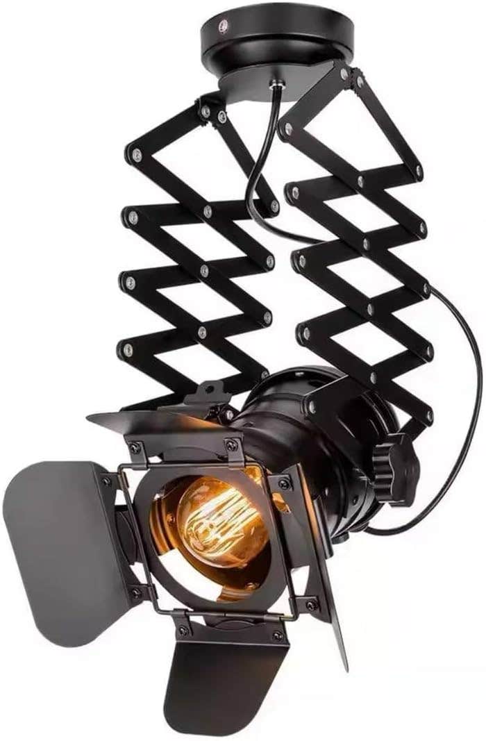 Meshkah Lighting Industrial Ceiling Light with Extendable Scissor Arm - Adjustable Height and Versatile Design