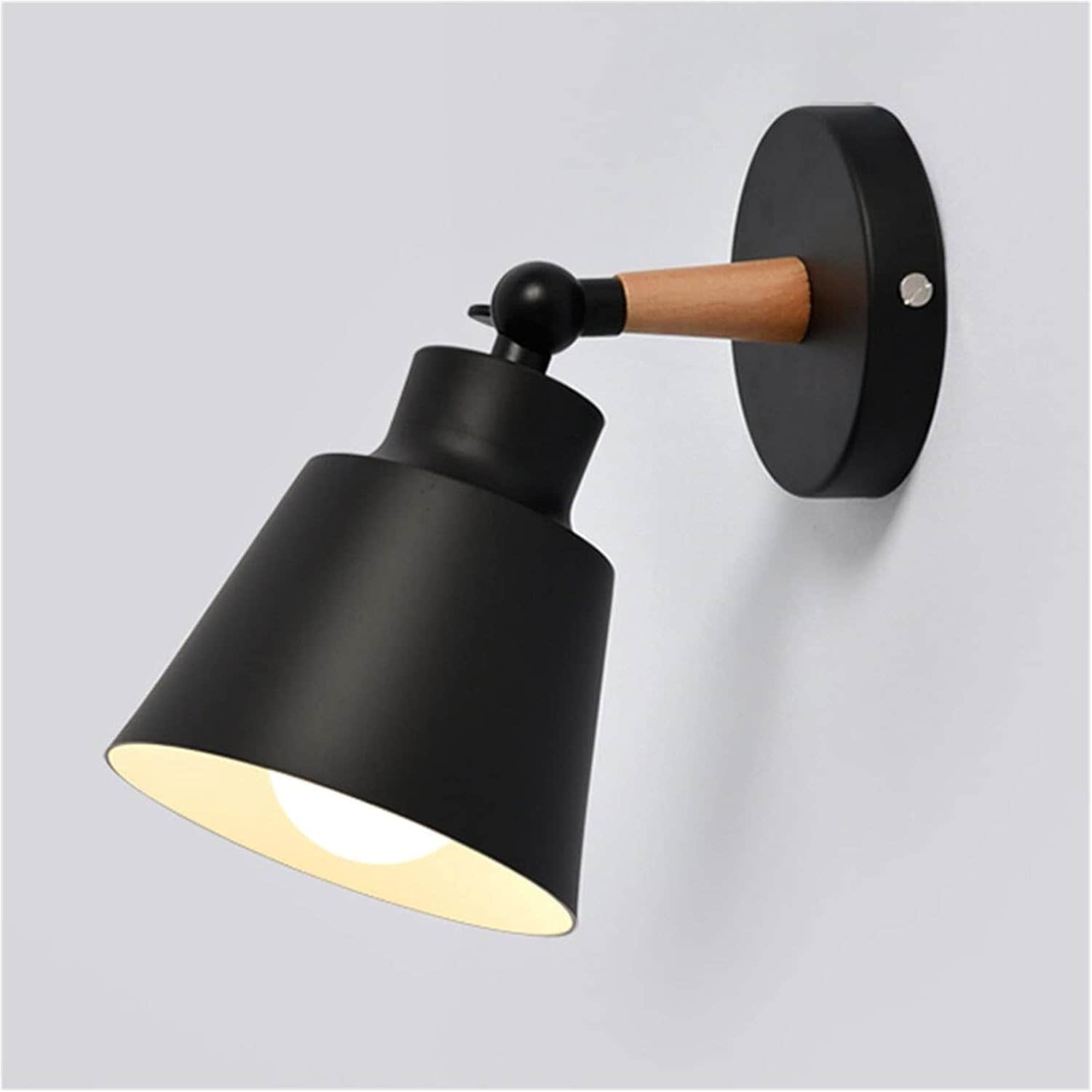 Modern Wooden Wall Lamp for Bedroom, Kitchen & Dining - Nordic Macaroon Design - E27 Steering Head - Black