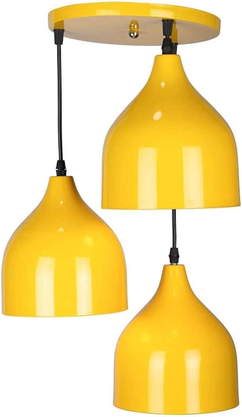 Modern Yellow Metal Flush Mount Ceiling Lamp - Energy Efficient