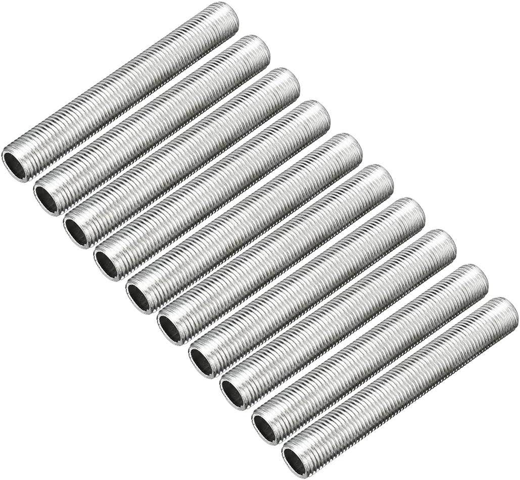 uxcell M10 Thread Lamp Pipe, 70mm Length, Hollow Repair Part for Lamp Lights, Pack of 10