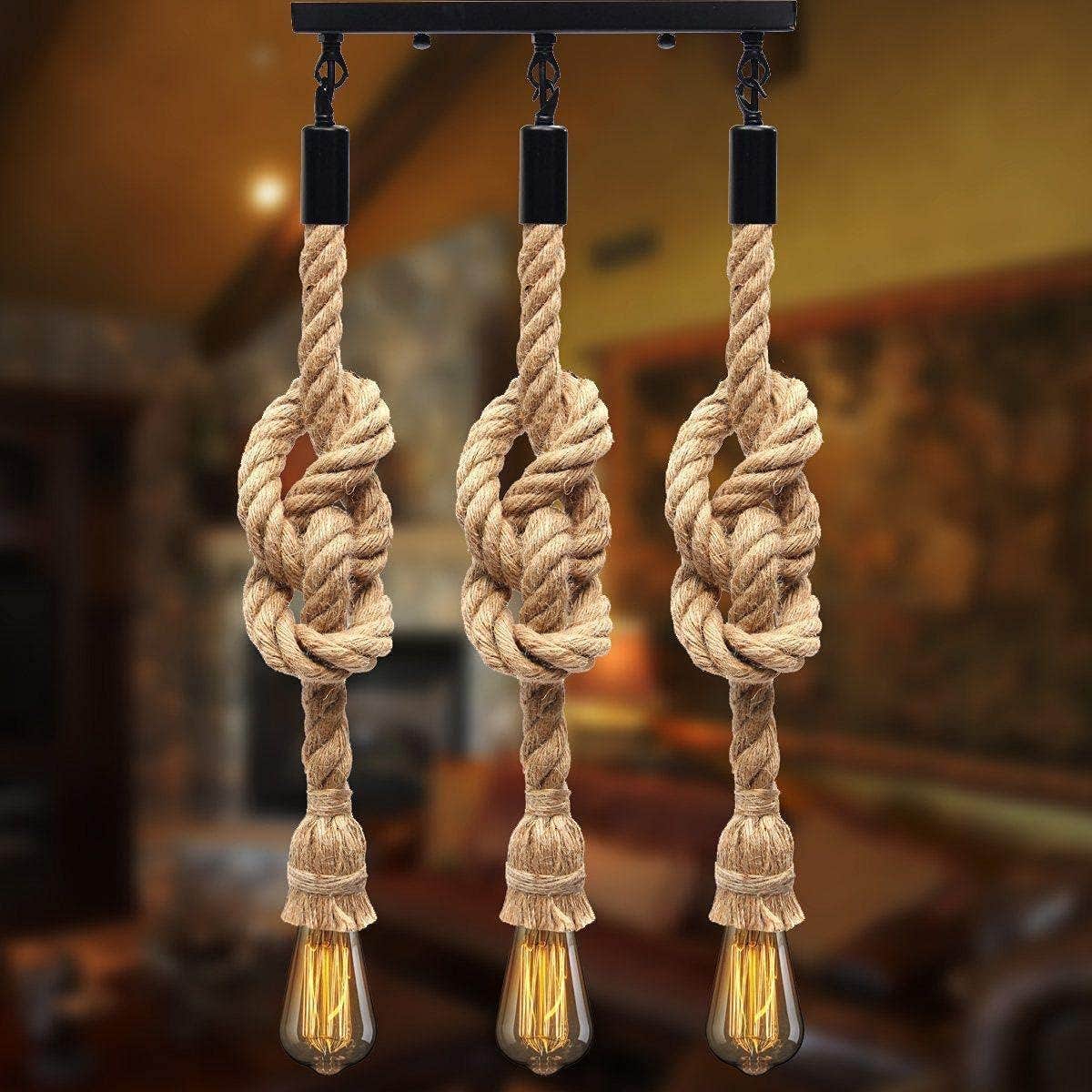 CLUC Vintage Beige Cotton Chandelier - 3 Branches