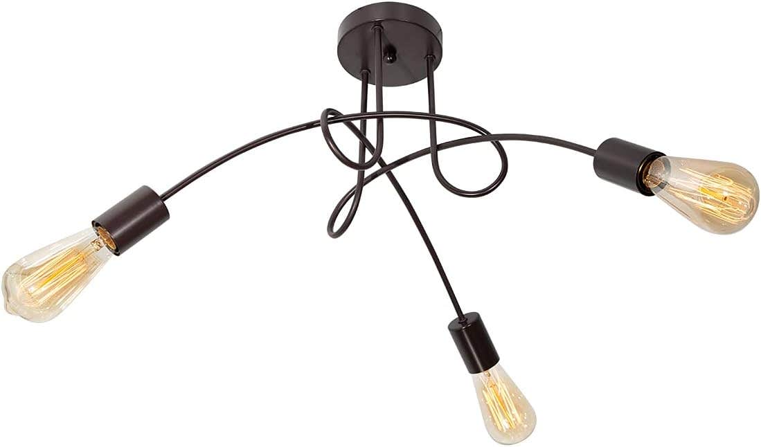 LAMPARAYA Vintage Style Chocolate Ceiling Lamp, 3-Light E27 Flush Mount