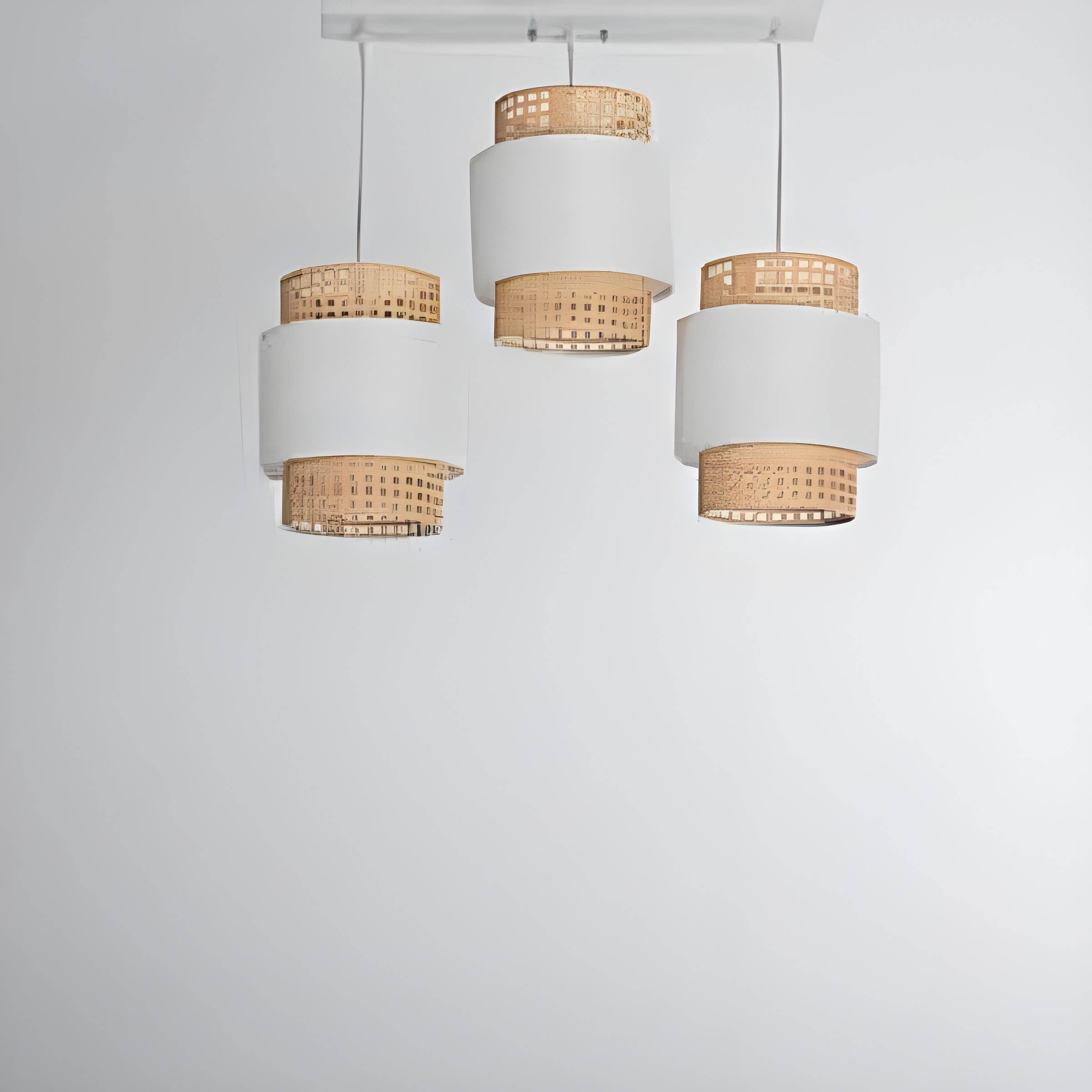 Mishkah Lighting Pendant Light Fixture - Stella 3 Bulb Beige, 50W, Neon Flashing