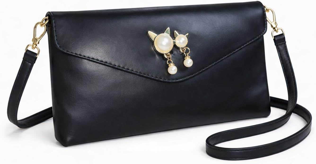 Stylish Women's Pearl Trim Crossbody Handbag - Removable Strap