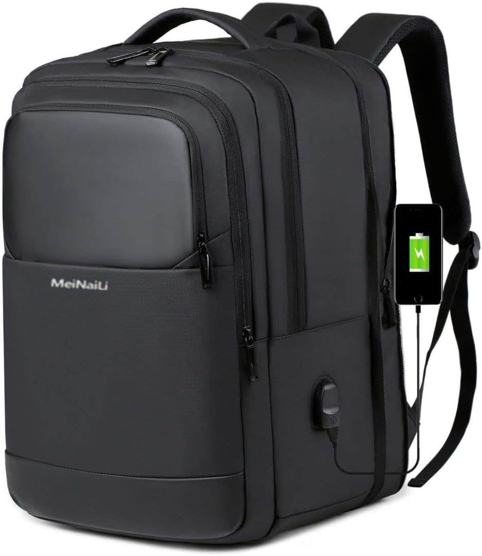 Expandable Waterproof Laptop Backpack - 40L Capacity, Shoe Compartment, USB Charging