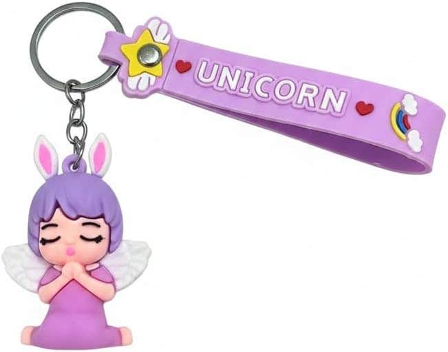 Unicorn Angel Keychain, Colorful Ribbon Design, Gift for Kids & Girls