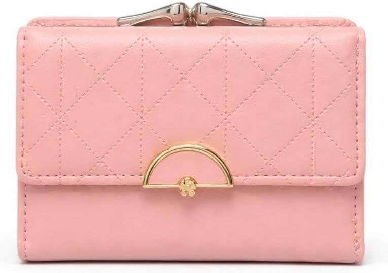 Women Short PU Leather Wallet Elegant Quilted Design With Coin Compartment Size 10.5 * 8.5 * 3cm (Cashmere)