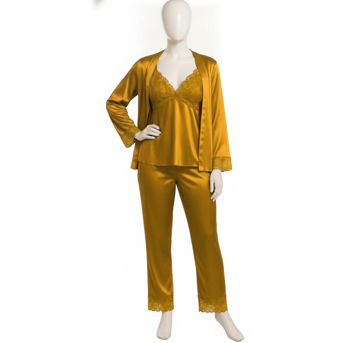 Women's Lingerie Set - Gamal Sons, Chiffon & Satin & Lace, Model GS-0200-51260, 2 Pieces - Camel