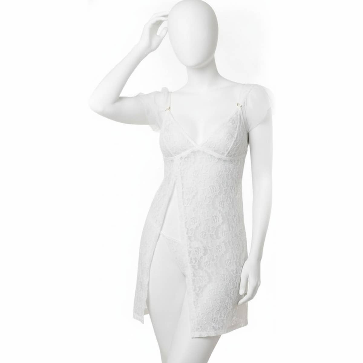 Women's Nightgown - Gamal Sons, Lace, Model GS-992-51213-PARENT, Embroidered - White
