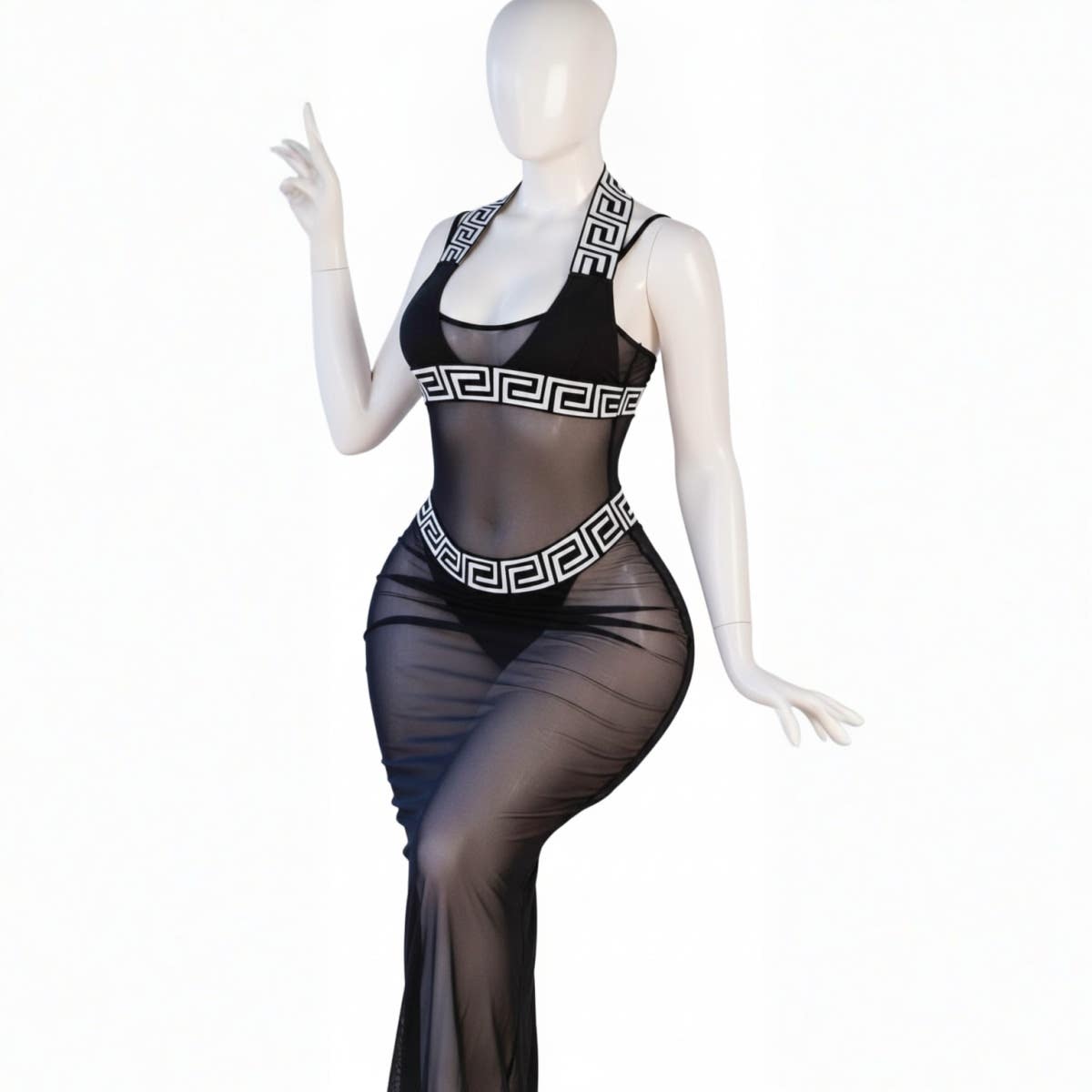Women's Nightgown - Gamal Sons, One Size, Model 143 - Black & White