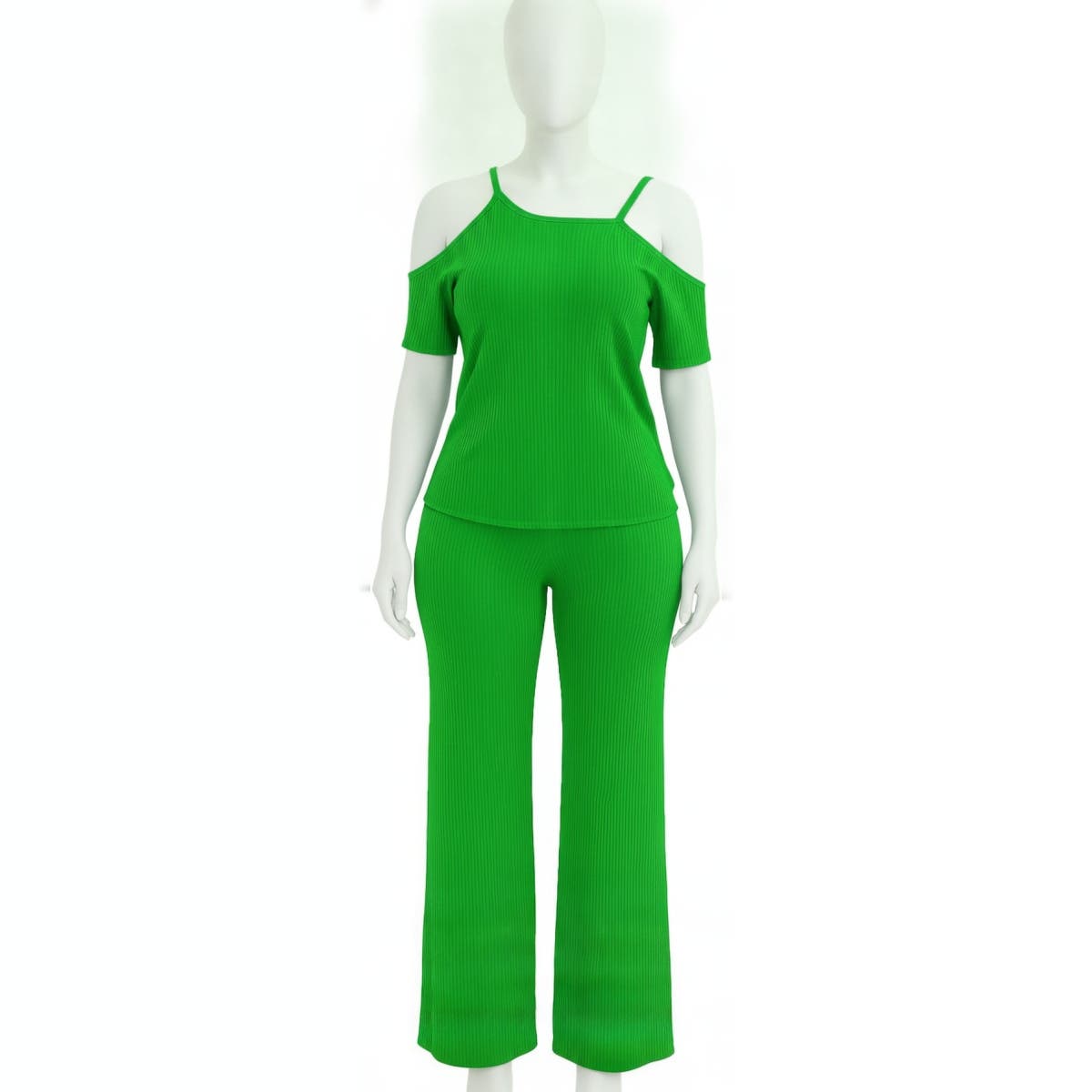 Women's Pajama Set - Gamal Sons, 2 Pieces, Short Sleeves, T-Shirt & Pants - Green