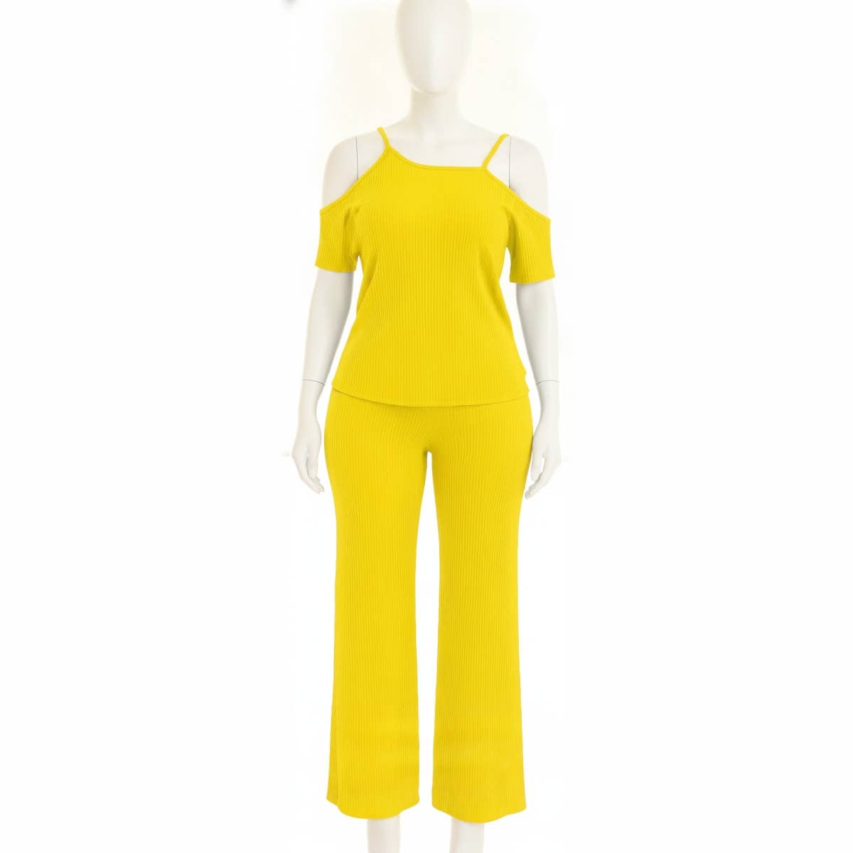 Women's Pajama Set - Gamal Sons, 2 Pieces, Short Sleeves - Yellow