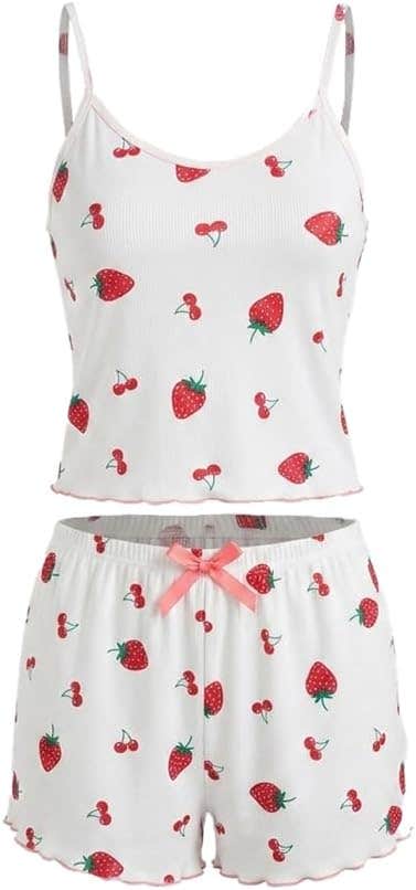 Women's Pajama Set - Gamal Sons, Model 187, 2 Pieces, Top & Shorts - Red