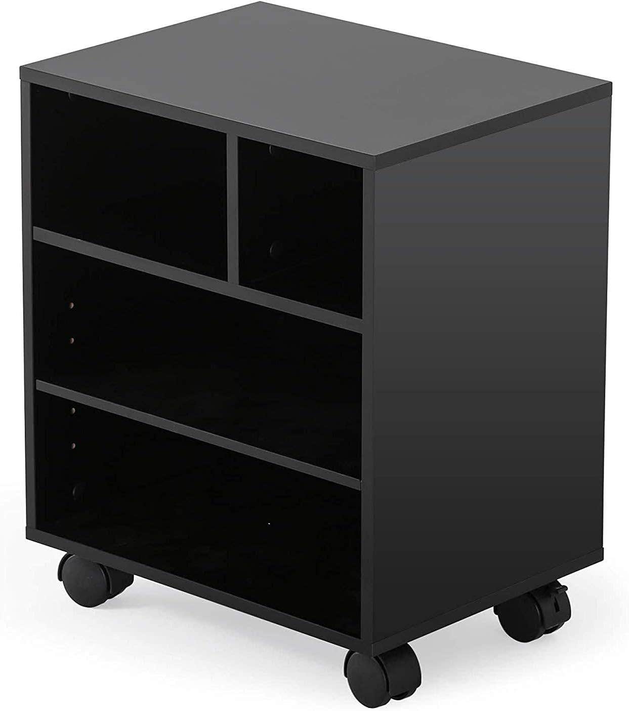 FITUEYES Black Mobile Printer Stand with Adjustable Storage Cart