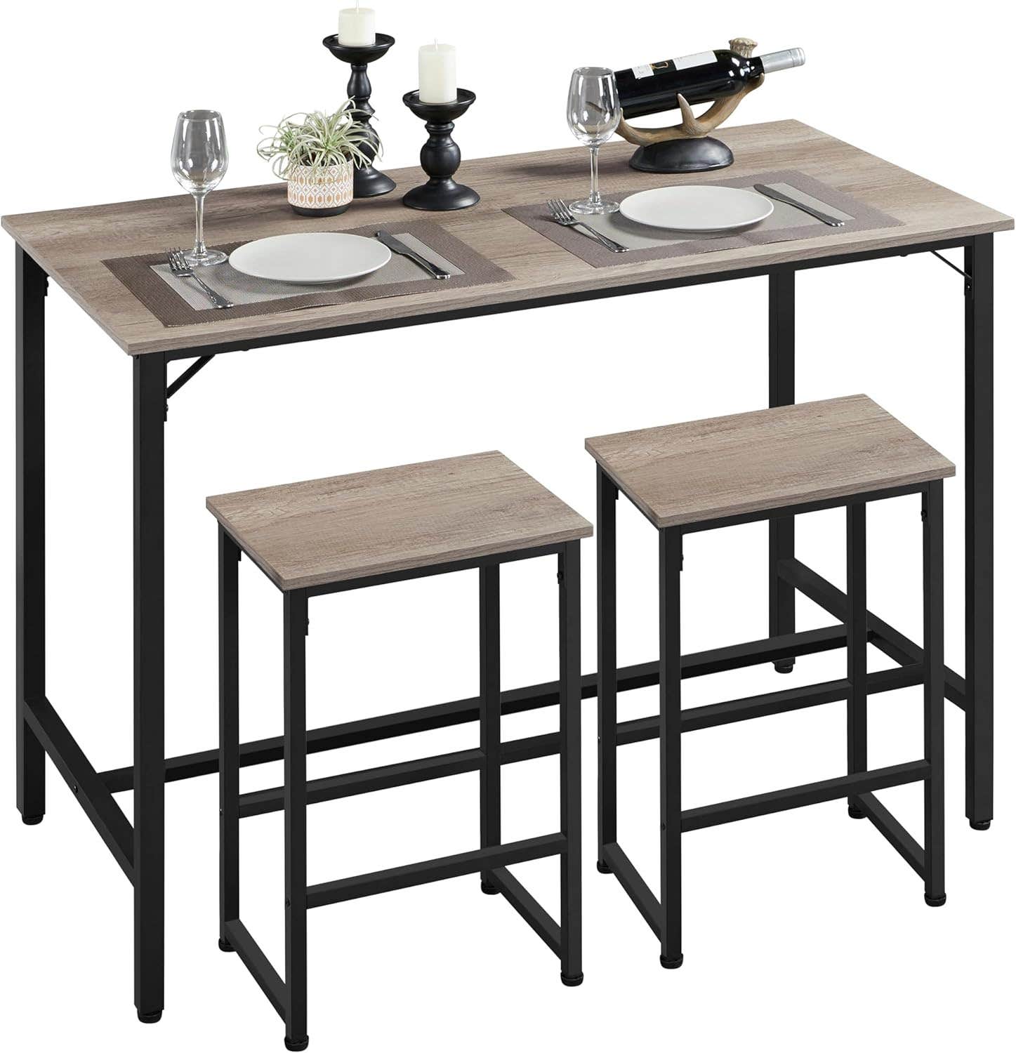 Yaheetech 3 Piece Dining Table Set, 47.5, Counter Height Table with 2 Chairs