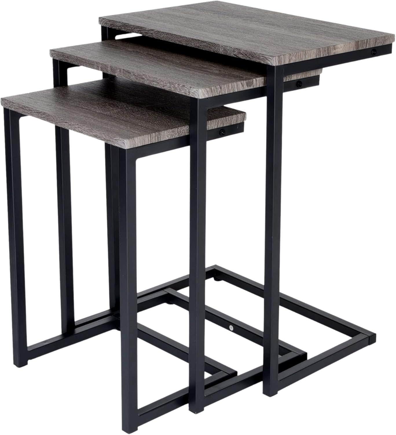 nesting side/end tables set of 3 modern rustic stacking accent furniture