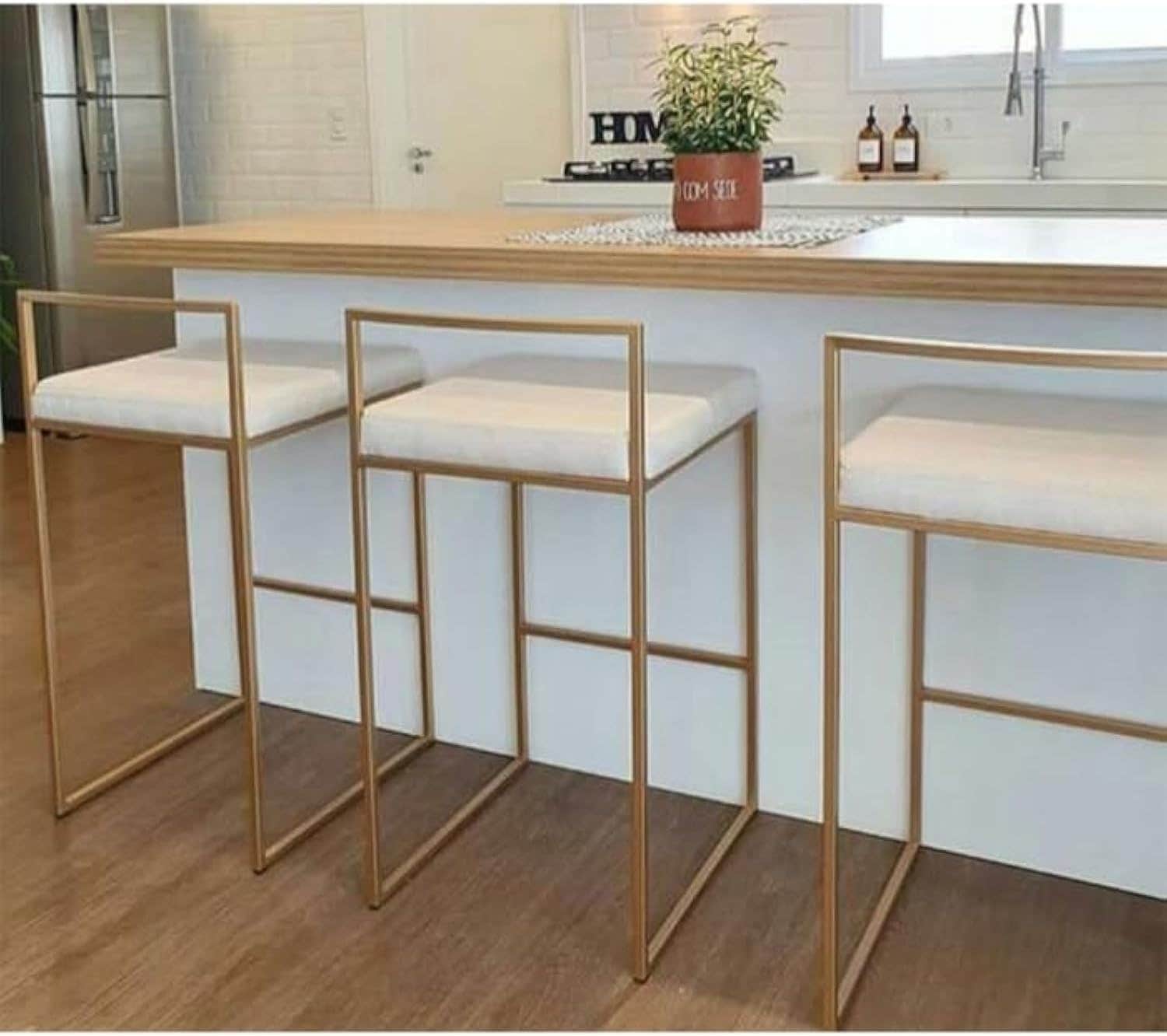 Modern Gold Leather Bar Chair by Home Gallery - Trendy Space-Saving Design
