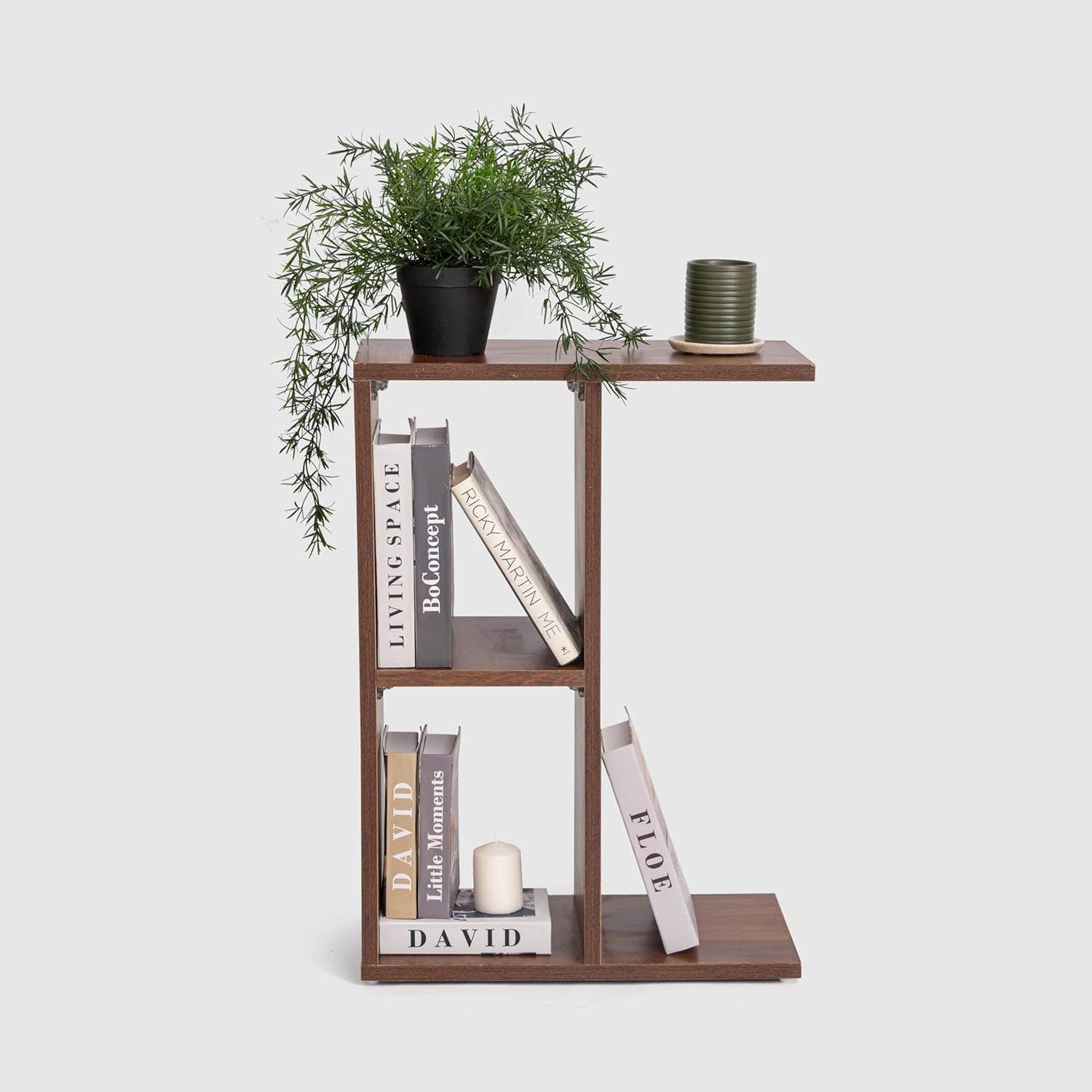 Homztown Novo Side Table Brown | Rustic Wood Surface | 2 Shelves | Multifunctional End Table - 50×70×25 cm
