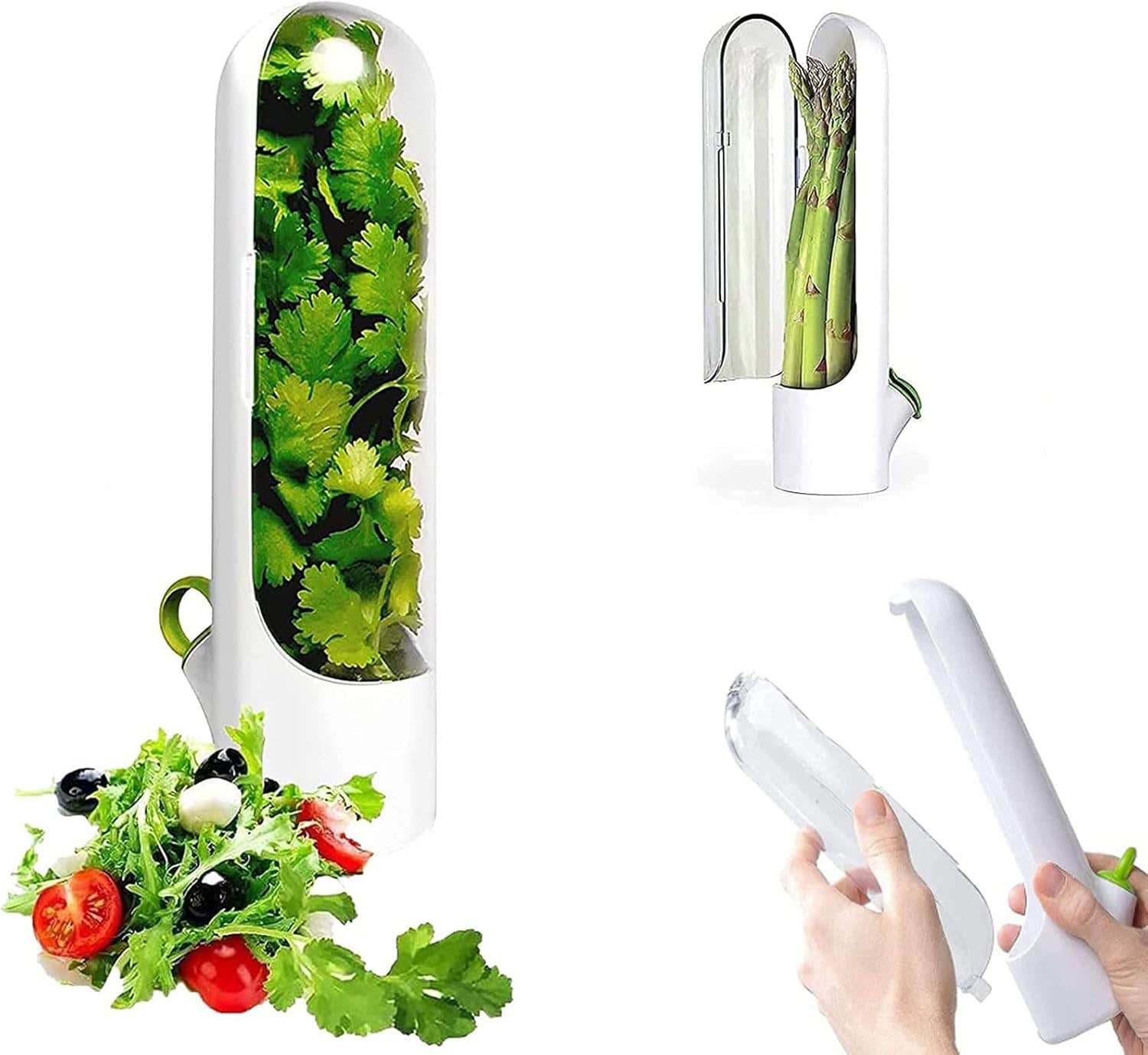 Pelinuar Herb Saver Set of 3 - for Refrigerator, White