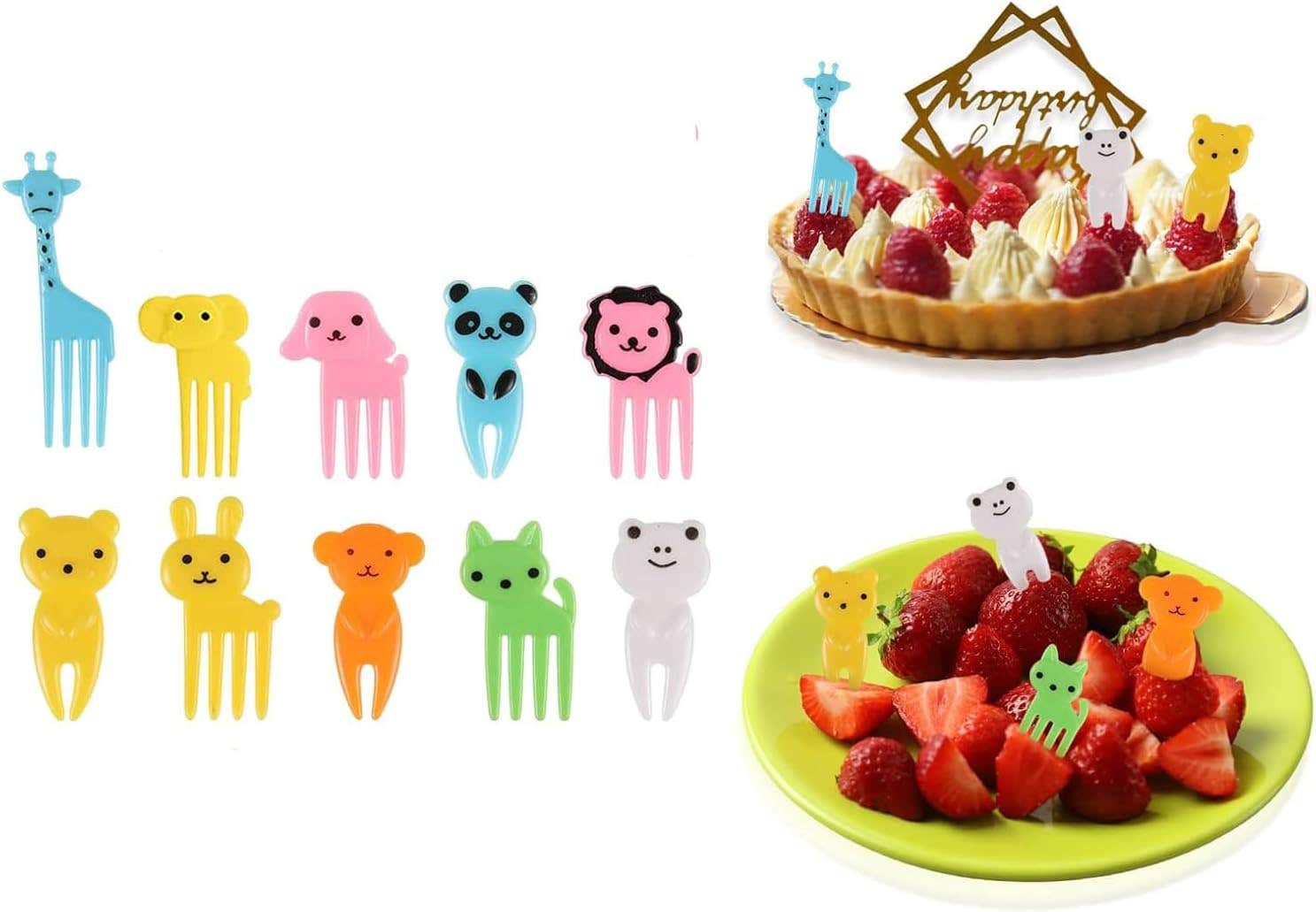 - Cartoon Eyes Plastic Fruit Forks Reusable 10 Pack - by Rana Store