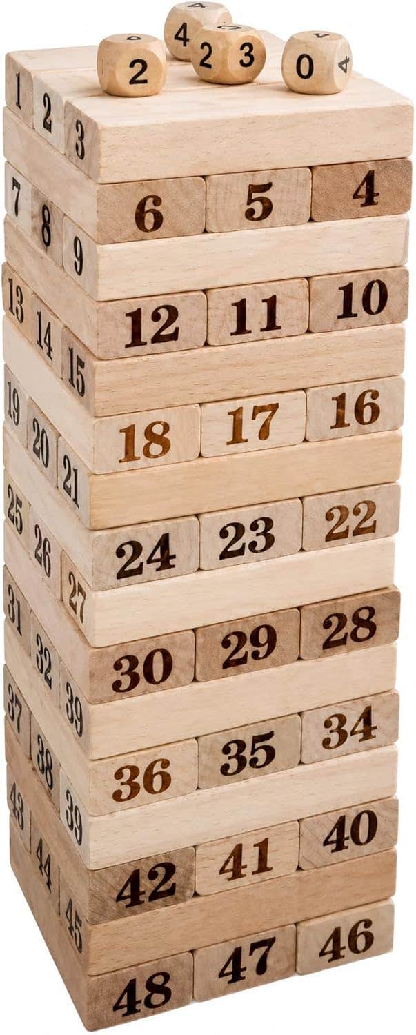 Wooden Toy 48 Pieces - Balance Blocks for Intelligence and Focus Development - High Quality Entertaining Group Game