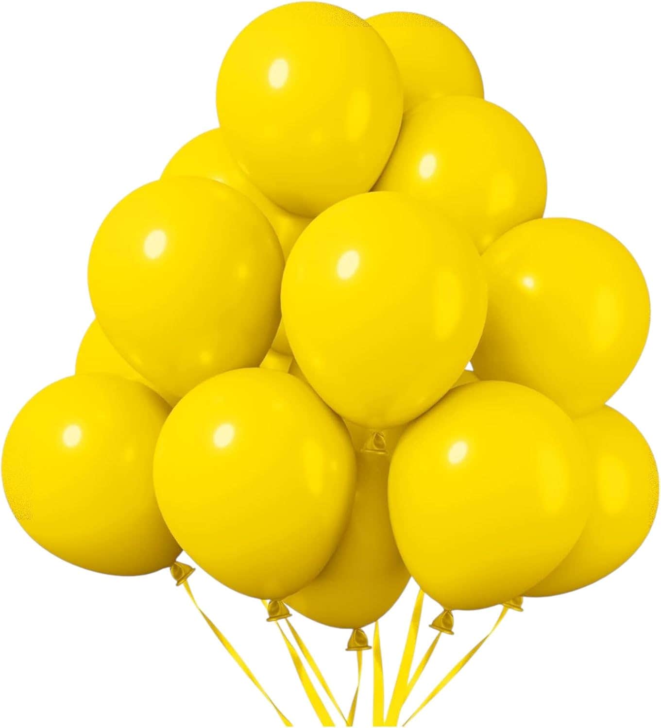 100 Pack 12-Inch Party Latex Balloons in Assorted Bright Colors - Yellow