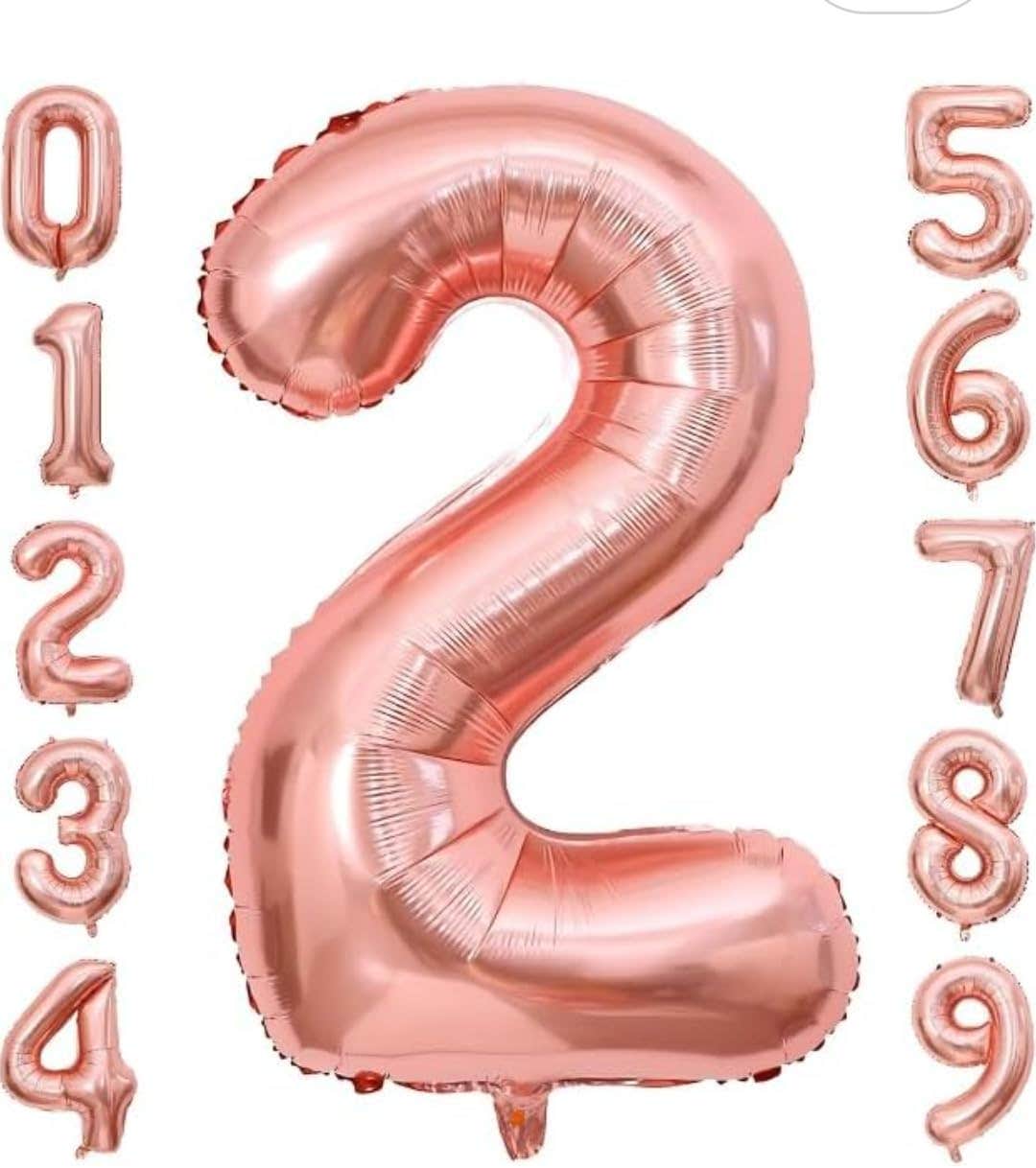Rose Gold Number 2 Balloon - 32 Inch Large Size Aluminum Foil, Reusable - Birthday, Wedding, Anniversary, Baby Shower
