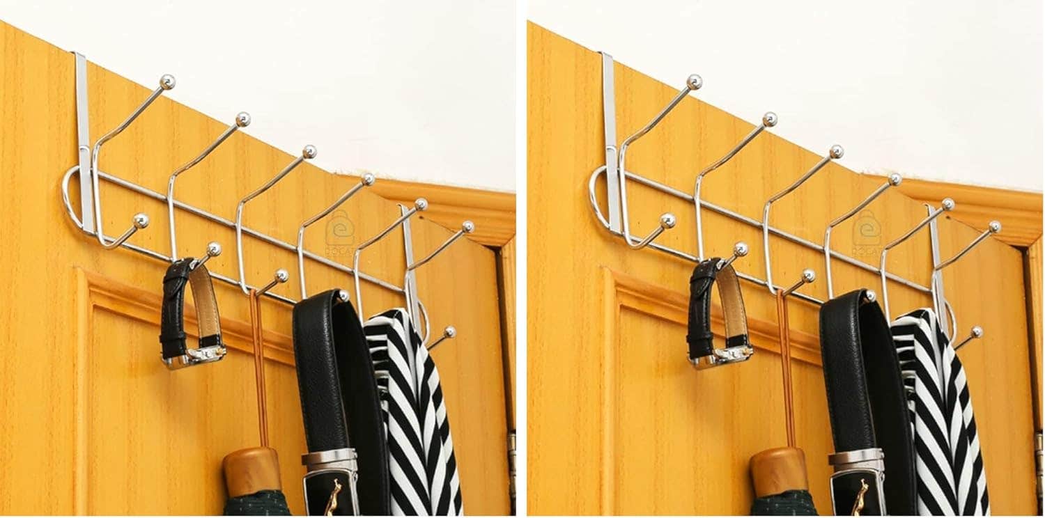 DOCAT Heavy Duty Over Door Hanger with 12 Hooks - Pack of 2