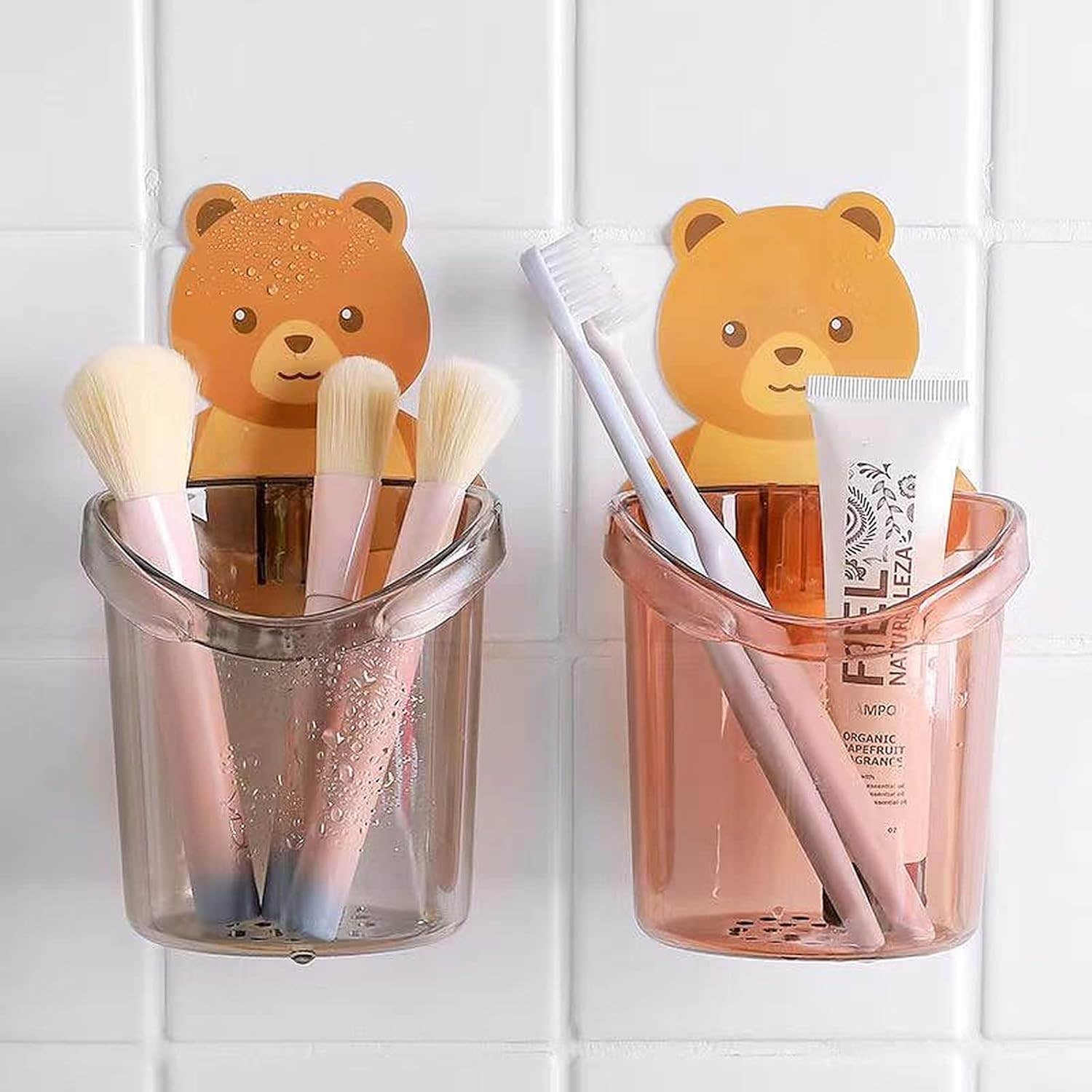 Wolpin Multicolor Plastic Toothbrush Holder Set - Durable, Waterproof (2 Pcs)