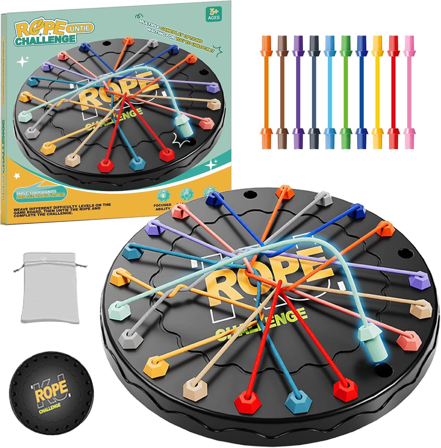 Lartoys Rope Untangling Puzzle Game for Family Bonding, Multi-Level Challenges - Large
