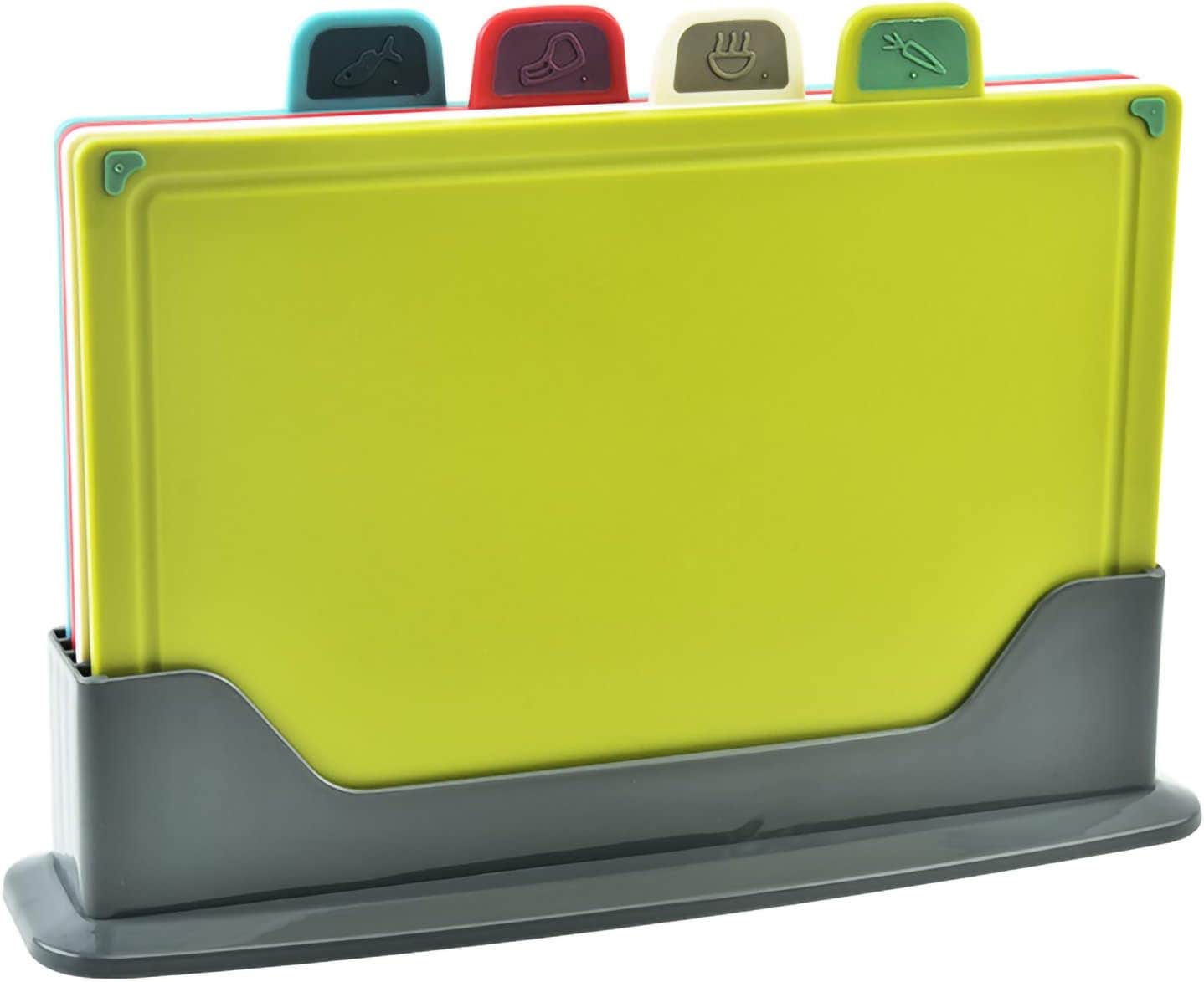 Douria Plastic Cutting Board Set with Color-Coded Food Icons - 4 Pack