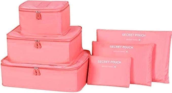 Wayfare 6-Piece Pink Packing Cubes Set, Waterproof Travel Organizers
