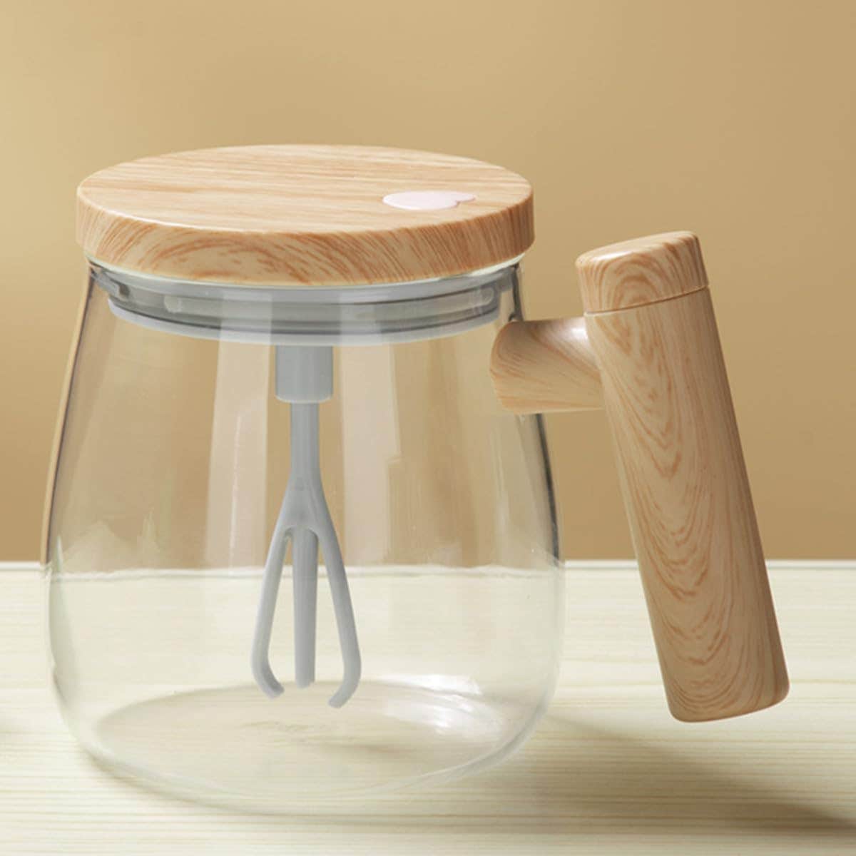 BIGTHREE Electric Self-Stirring Glass Coffee Mug, 400ml