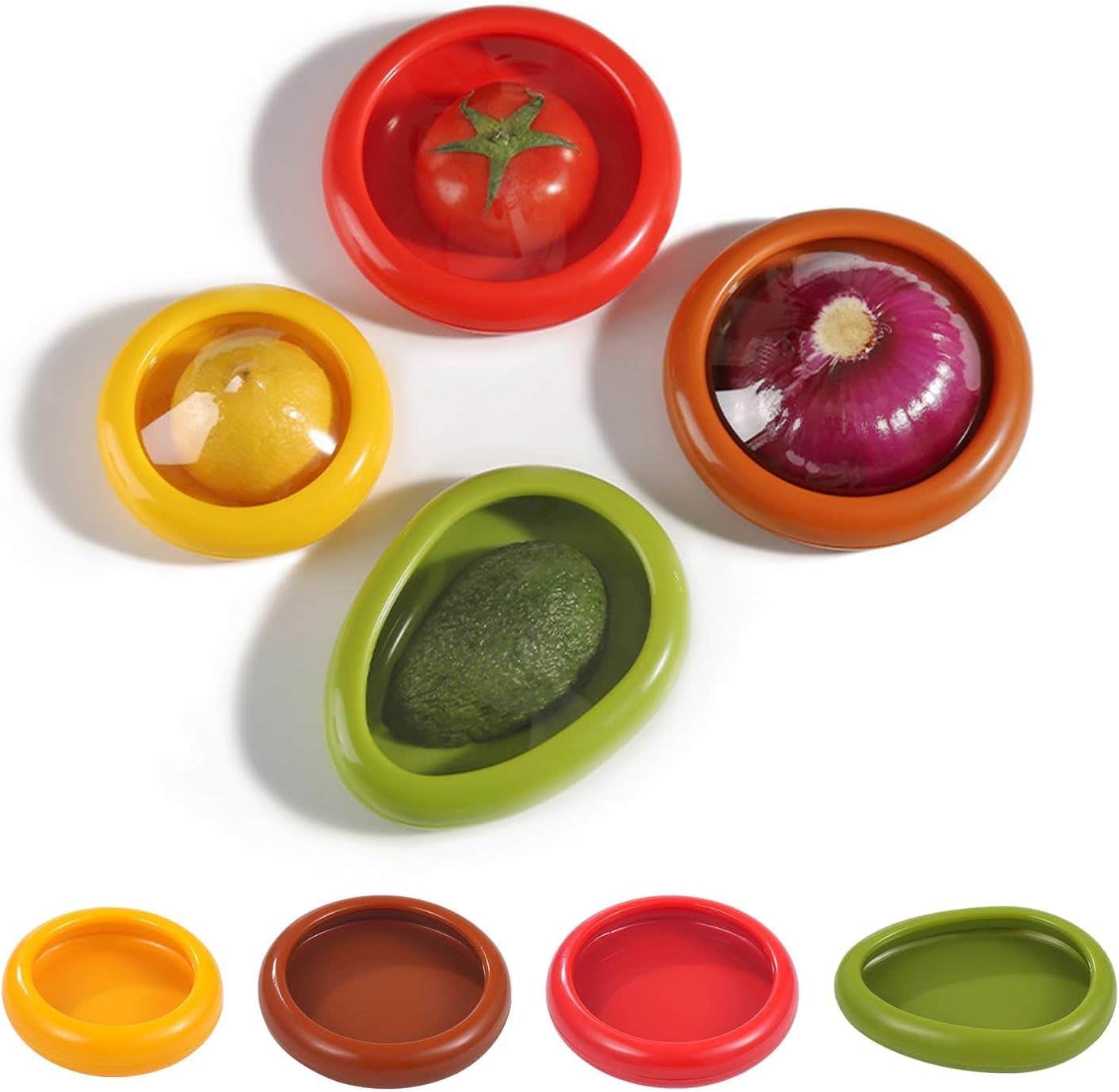 MHSHG Silicone Fruit Storage Containers Set - Green, BPA Free (4 Pcs)