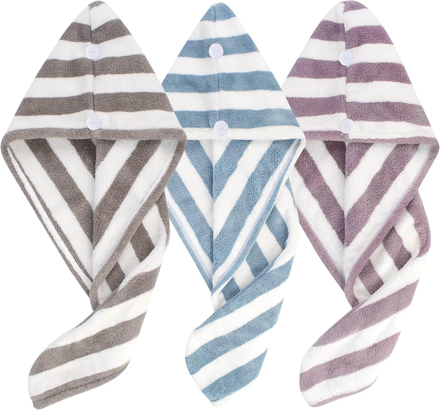 SUNLAND Microfiber Hair Drying Towel Wrap 3 Pack - Super Absorbent & Soft