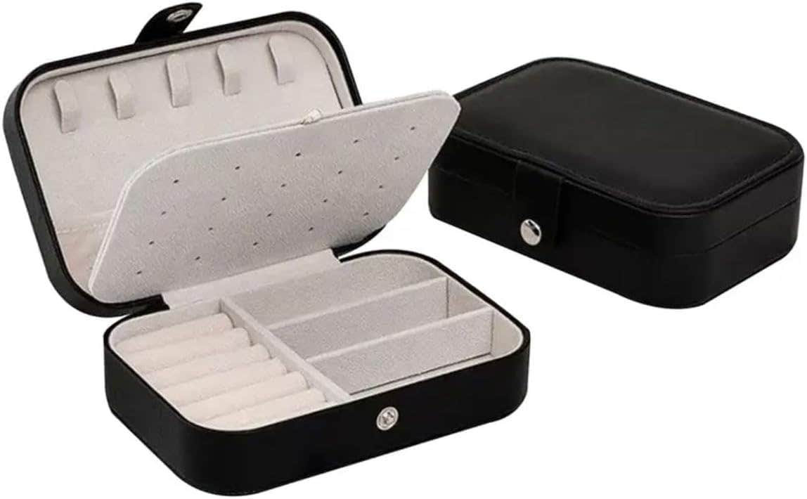 Leather Jewelry Organizer Box Multi-Layer - Black