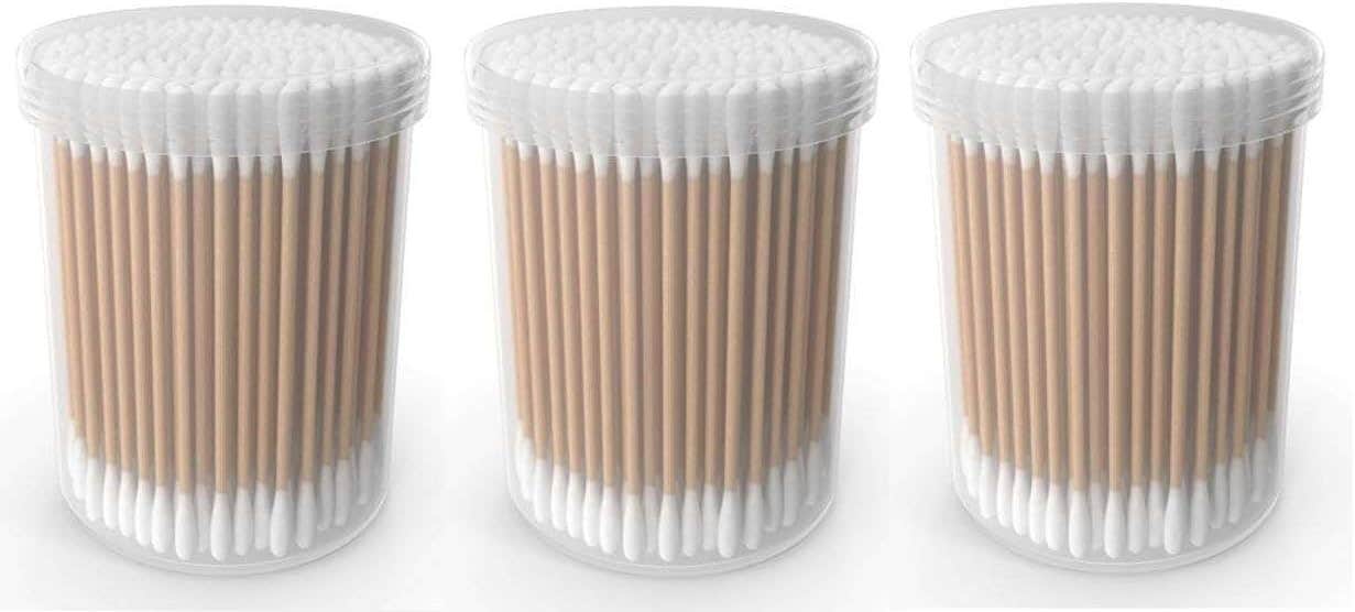 100 Wooden Cotton Buds Sticks, Ear Safe Design - Generic Brand